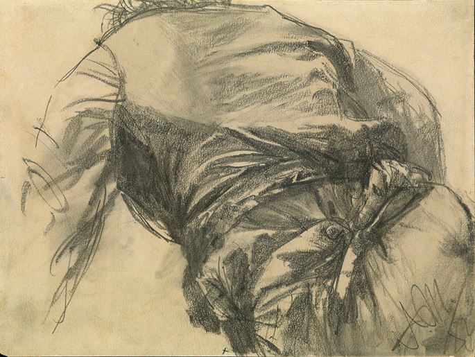 Adolph MENZEL - Study of the Back of a Man Bending Down | MasterArt